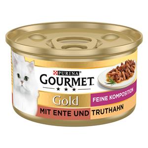 Gourmet 12x 85g  Gold Fijne Samenstelling Eend en Kalkoen Nat Kattenvoer