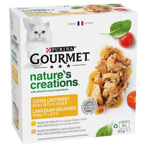 Gourmet 8x 85g  Nature's Creations Kip & Kalkoen Nat Kattenvoer