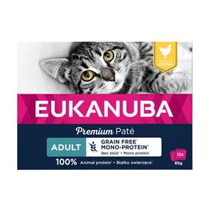 Eukanuba 12x85g  Graanvrij Adult Kip Nat Kattenvoer