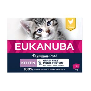 Eukanuba 12x85g  Kitten Graanvrij Kippenvoer Nat