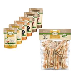 Lukullus 12 x 300 g Maaltijdzakjes + 750 g Kauwbotten voor een probeerprijs! - Mix Regionaal (12 x 300 g) + Kip 10 cm