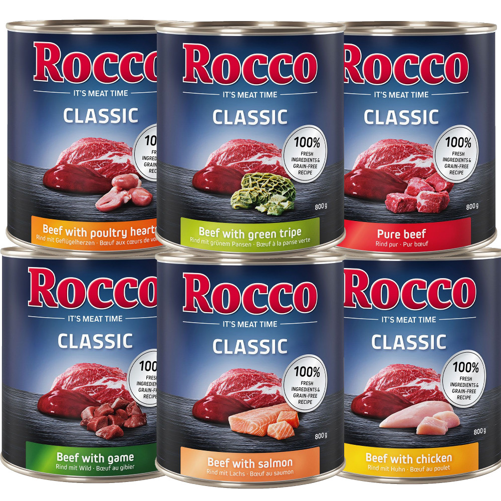 6x800g Gemengd probeerpakket 6 verschillende soorten Rocco Hondenvoer