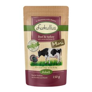 Lukullus Natuurkost Adult Mini Graanvrij 6 x 150 g Hondenvoer - Rund & Kalkoen