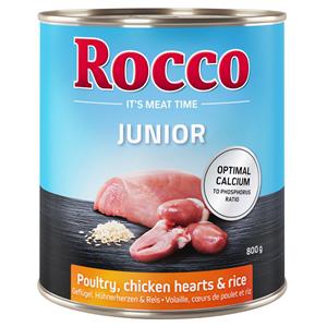 Rocco 6x800g Junior Kippenhart & Rijst + Calcium  Hondenvoer