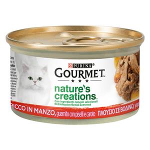 Gourmet 24x 85g  Nature's Creation Rundvlees met Erwten en Wortelen Nat Kattenvoer