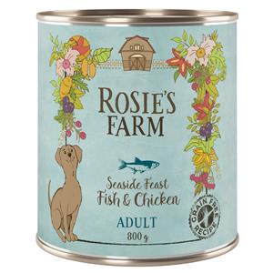 6x800g Adult Vis & Kip Rosie's Farm Hondenvoer nat
