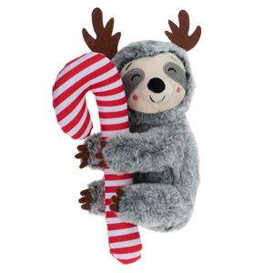 Zooplus Exclusive Hondenspeelgoed Candy Sloth, Lichtgrijs, rood & wit, 1 Stuk