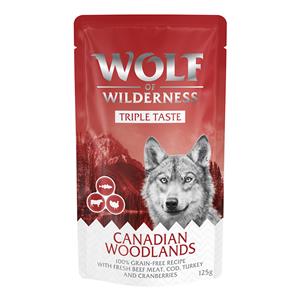 Wolf of Wilderness Triple Taste 12 x 125 g Canadian Woodlands - Rundvlees, kabeljauw, kalkoen