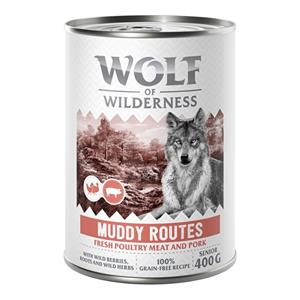 Wolf of Wilderness Senior “Expedition” 6 x 400 g - Muddy Routes - Gevogelde met zwijn
