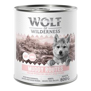 Wolf of Wilderness Junior “Expedition” 6 x 800 g - Muddy Routes - Gevogelte met varken