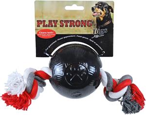 Gebr. de Boon Play Strong rubber bal met floss 10 cm zwart - 