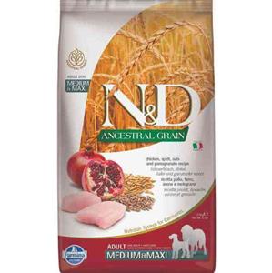 N&D Ancestral Grain hondenvoeding Kip medium/maxi 2.5 kg.