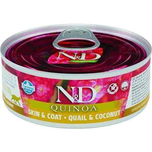 N&D Quinoa natvoeding voor de kat Skin&Coat Kwartel 80 gr. - per 24 stuks