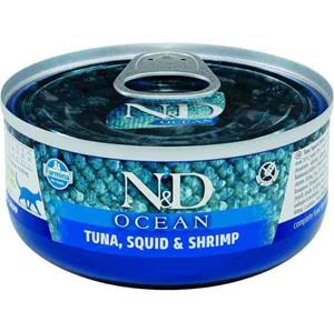 N&D Ocean natvoeding voor de kat Tonijn met Inktvis 70 gr. - per 24 stuks