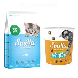 Smilla 10 kg  Droogvoer + 125 g  Snacks Ringlies gratis - Kitten met Eend (10 kg) + Probiotische Snacks Ringlies (125 g)