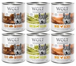 Wolf of Wilderness Adult “Expedition” 6 x 800 g - Mixpakket III: 6 x 800 g: Wild Zwijn, Kip, Lam