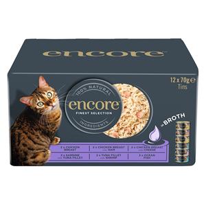 Encore 24x70g  blikje in bouillon Fijnste Selection Multipack natvoer voor katten