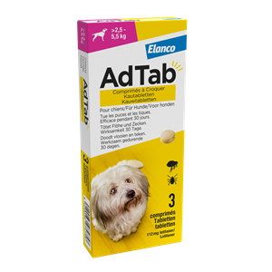 Elanco Adtab kauwtablet voor honden (>2,5 - 5,5 kg) 3 tabletten