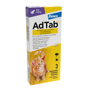 Elanco Adtab kauwtablet voor katten (0,5 - 2,0 kg) 3 tabletten