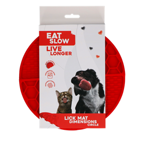 Eat Slow Live Longer Lick Mat Dimensions Circle Red