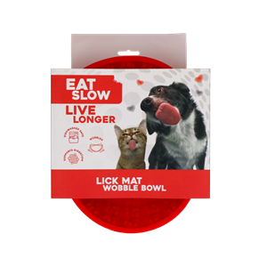 Eat Slow Live Longer Lick Mat Wobble Bowl Red