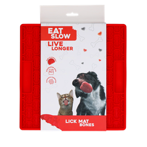 Eat Slow Live Longer Lick Mat Bones Red