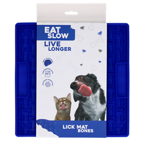 Petsexclusive Eat Slow Live Longer Lick Mat Bones Blue