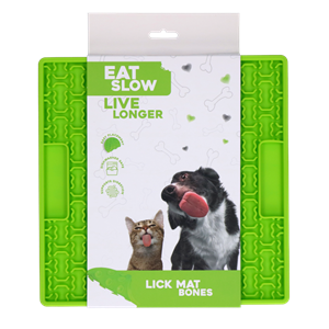 Petsexclusive Eat Slow Live Longer Lick Mat Bones Green