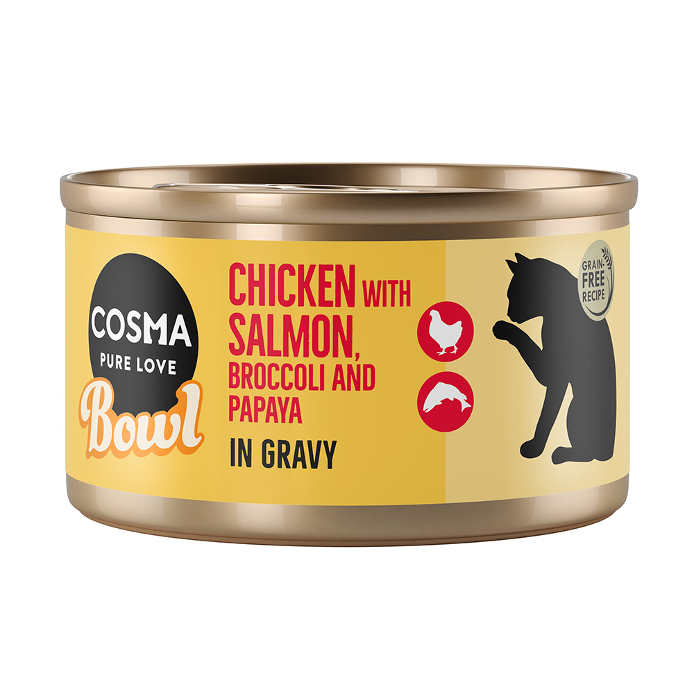 12x80g Kipfilet met Zalm Bowl Cosma Kattenvoer