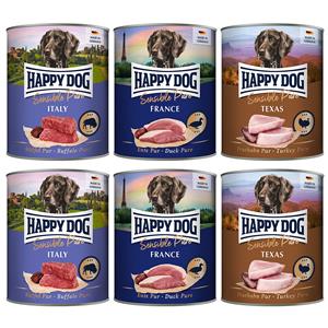 Happy Dog Puur 6 x 800 g - Mix: Kalkoen, Buffel & Eend