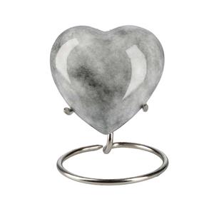 Urnwebshop Elegance Hart Dierenurn Grey Marble, inclusief Standaard (0.1 liter)