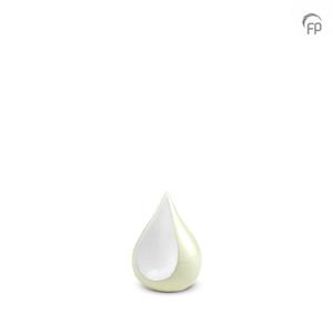 Urnwebshop Mini Teardrop Dierenurn Ivoor - Witte Inlay (0.15 liter)