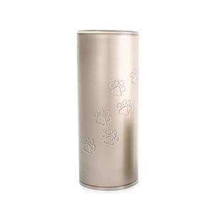 Urnwebshop Medium Kristalglazen Cilinder Dierenurn Cappuccino Pootafdruk (1 liter)