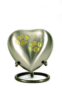 Urnwebshop Klassieke Heart Urn met Pootjes Tin, inclusief Standaard (0.11 liter)