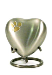 Urnwebshop Klassieke Heart Urn Tin met Pootje, inclusief Standaard (0.11 liter)