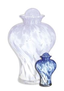 Urnwebshop Glazen Mini Dieren Urn Blauw-Wit (0.15 liter)