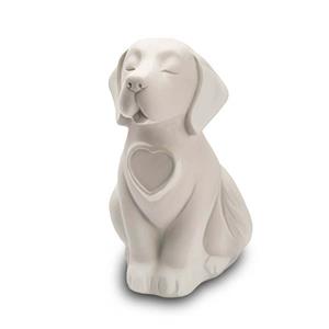 Urnwebshop Honden urn of Asbeeld Hond Hartje Wit (0.8 liter)