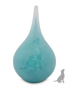 Urnwebshop Medium Traan Urn Hond Frosted Turquoise (0.28 liter)
