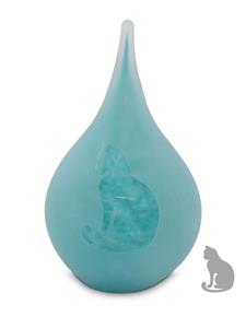 Urnwebshop Medium Traan Urn Kat Frosted Turquoise (0.28 liter)