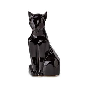 Urnwebshop Zittende Kattenurn Blacky Glimmend Zwart (0.6 liter)