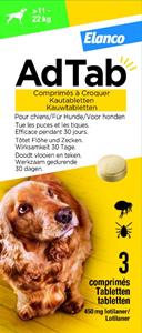 AdTab kauwtablet tegen teken en vlooien voor honden van 11 tot 22 kg