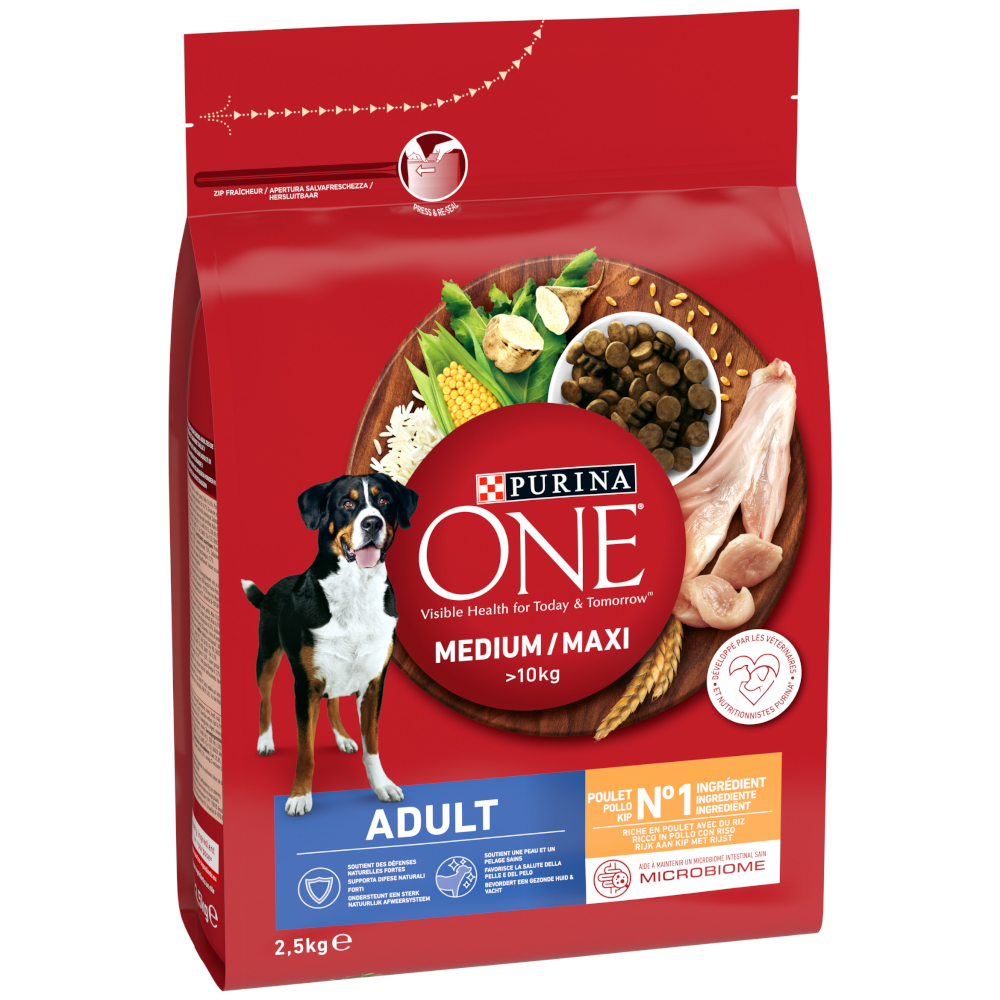 Purina One 2,5kg  Medium/Maxi Adult Droogvoer met kip