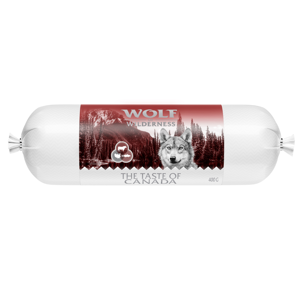 Wolf of Wilderness 6x400g 'The Taste Of' Worst Canada Rund, Kalkoen, Kabeljauw  Hondenvoer