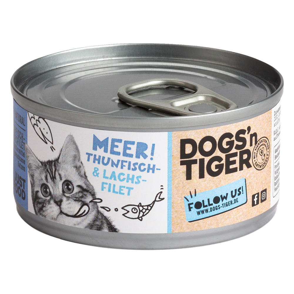 Dogs'n Tiger Voordeelpakket: 24x70g  Cat Filet tonijn & Zalmfilet nat kattenvoer