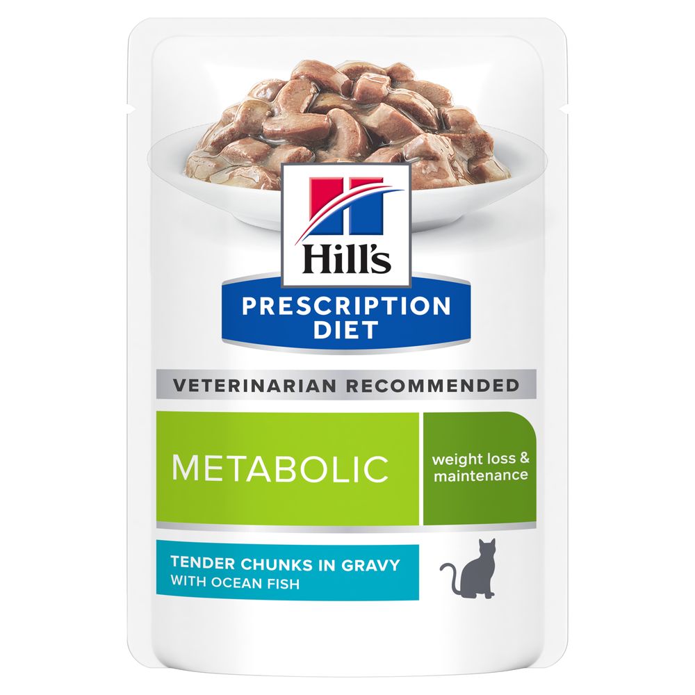 Hill's Prescription Diet 12x 85g  Feline Metabolic met Zeevis nat kattenvoer