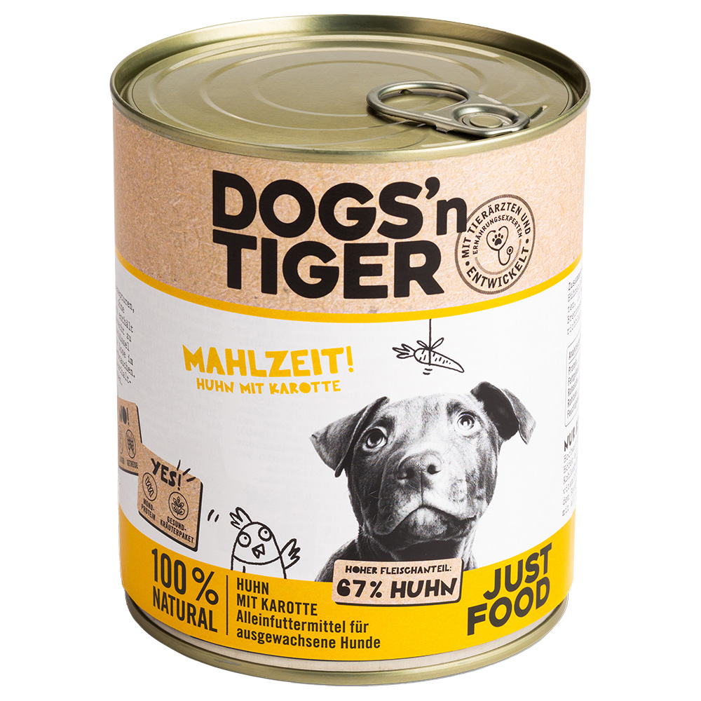Dogs'n Tiger 6 x 800 g  Adult kip & wortel hondenvoer nat