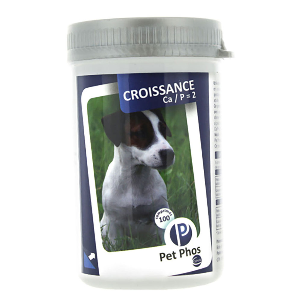 Pet-Phos 100 tabletten  Growth Ca/P=2 Aanvullend voer voor honden