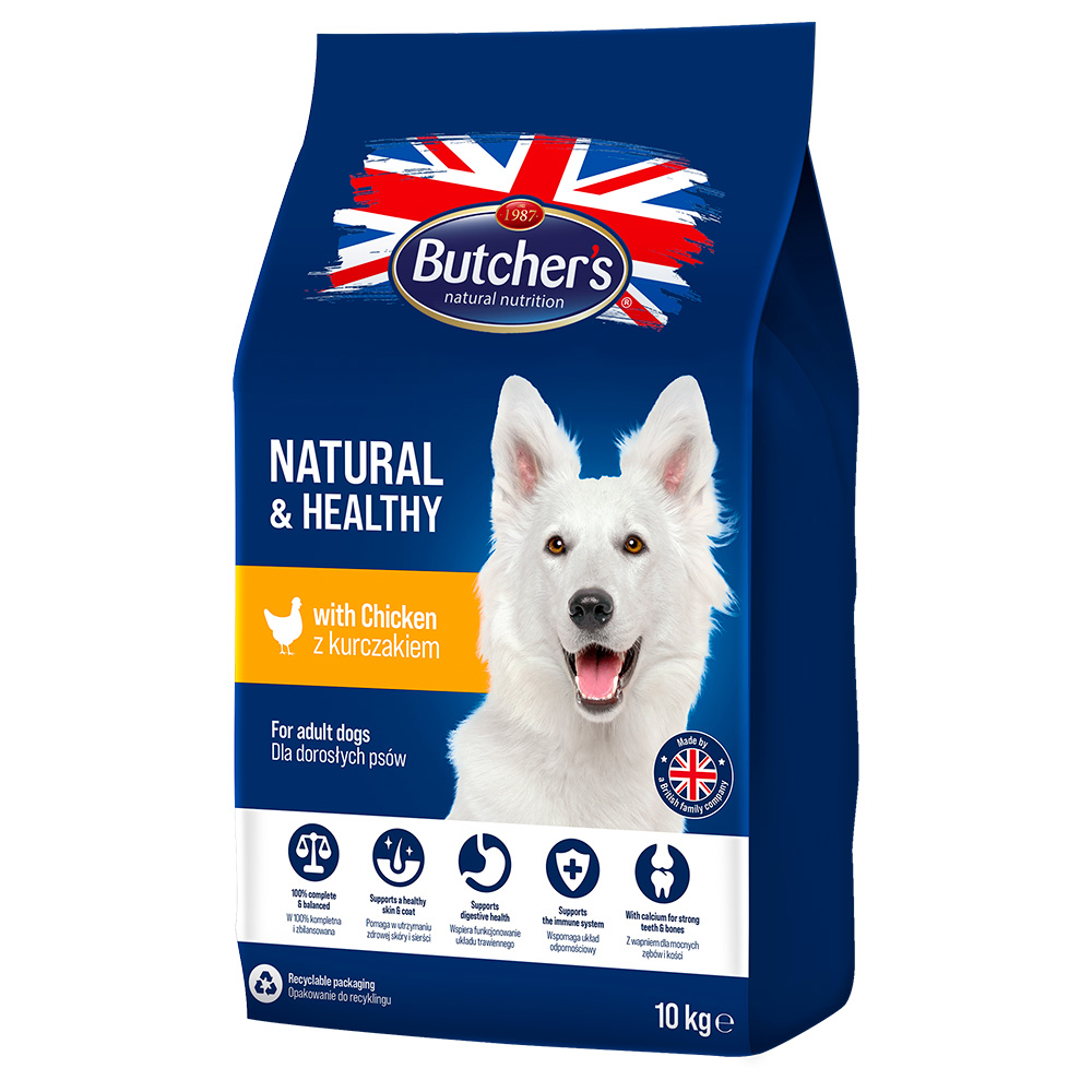 Butcher's 10kg  Natural & Healthy met kip hondenvoer droogvoer