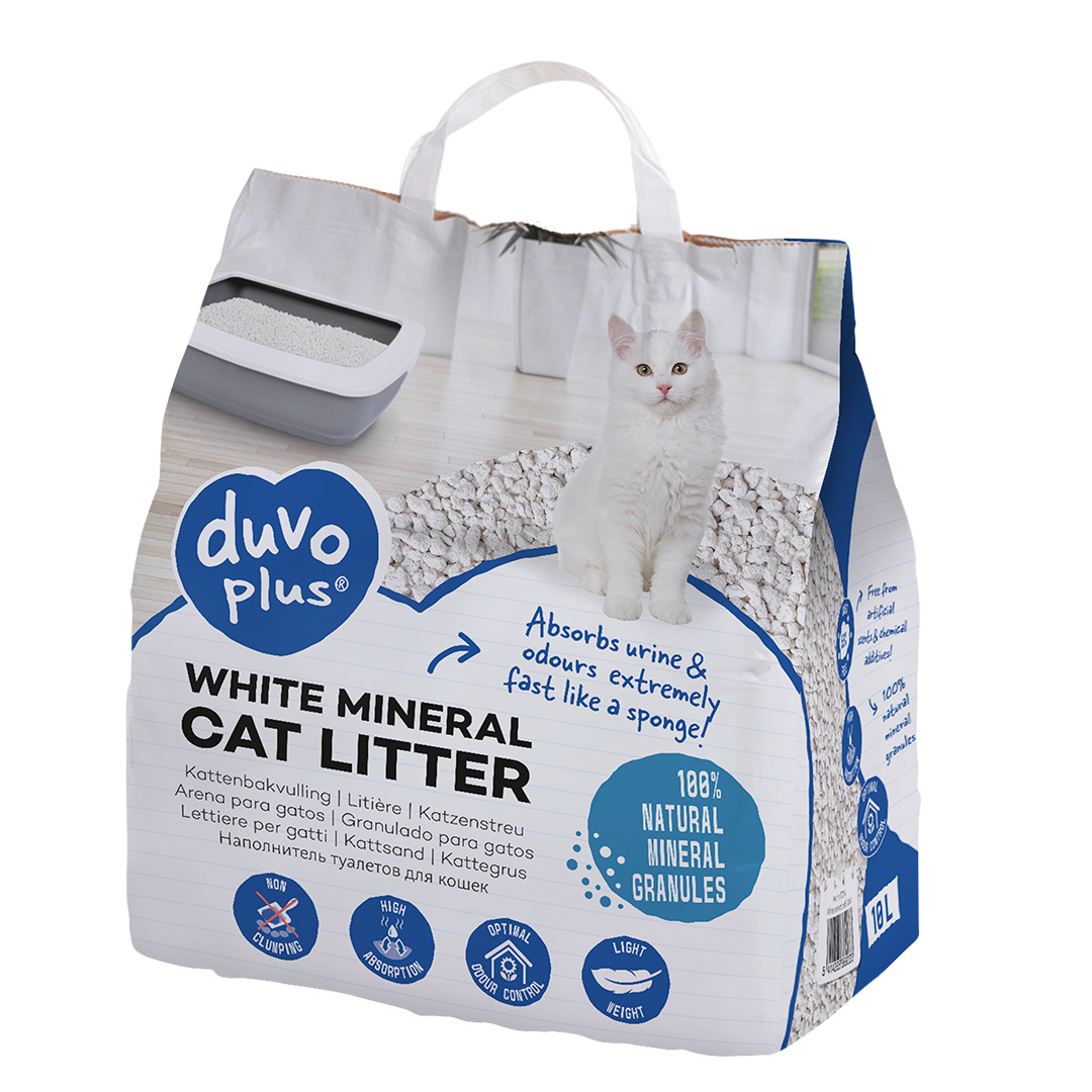 Duvo+ White mineral kattenbakvulling 10L
