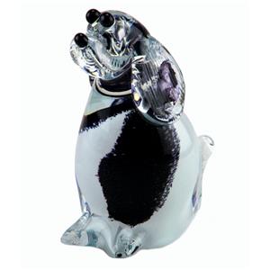 Eeuwige Roos Hond urn van kristalglas: zwart/wit